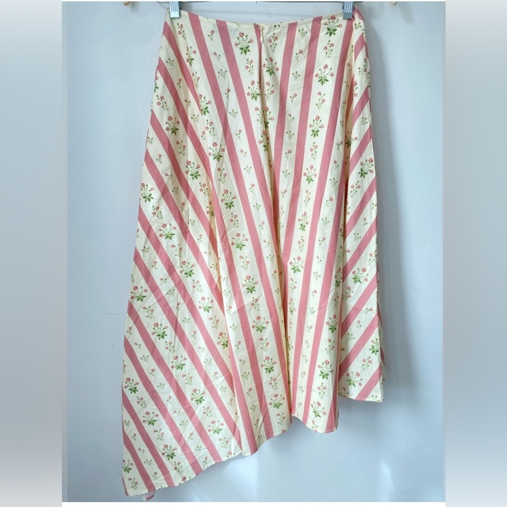 Anthropology WeWoreWhat Asymmetrical Floral Midi Skirt  Size 4 Color Lemon - Picture 3 of 13